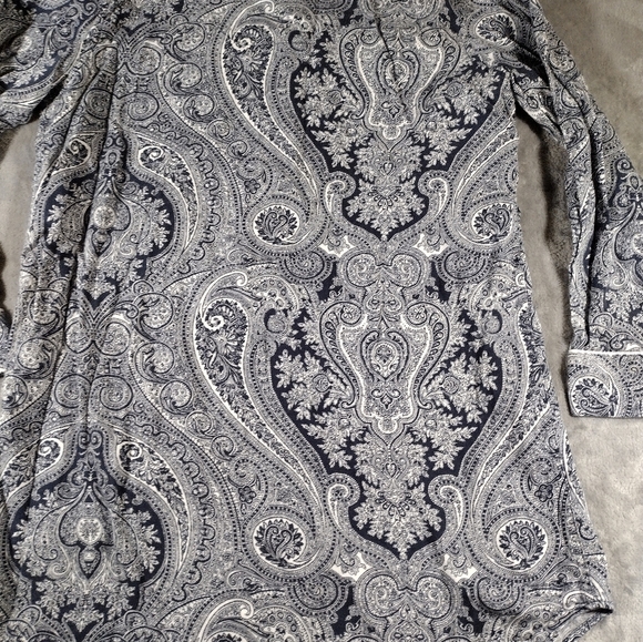Lauren Ralph Lauren Paisley Monogram Logo Sleepshirt Women M Pajamas Loungewear - Picture 6 of 9